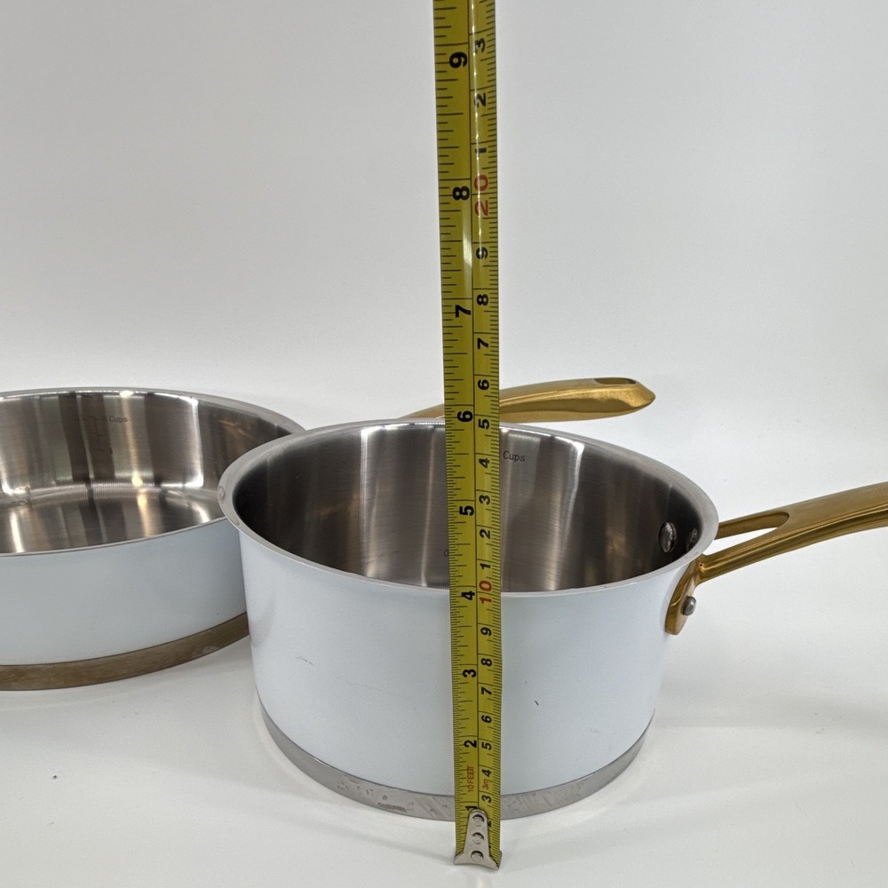 Cuisinart High Impact Bonded Base Induction 3-Pc Saucepan Set White/Gold lids - Picture 11 of 12